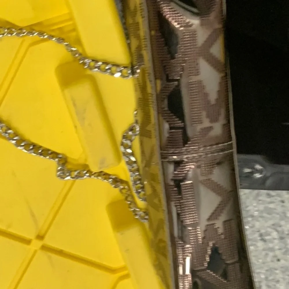 Michael Kors Metallic Grey Logo Shoulder Bag with Silver Chain